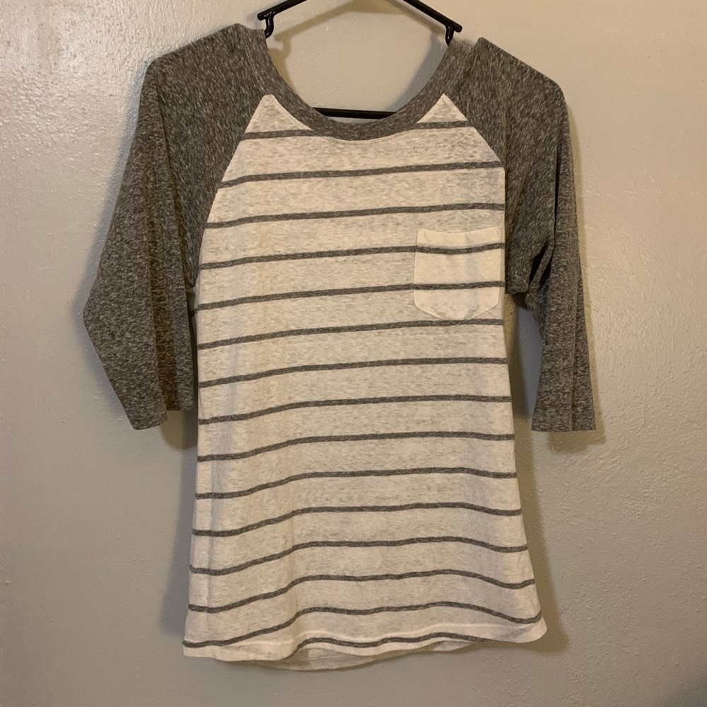 Gray and white striped Forever 21 shirt